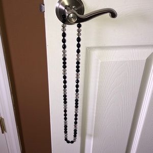 Black Beaded Long Necklace